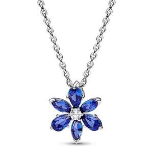 Pandora Blue Flower Pendant Necklace